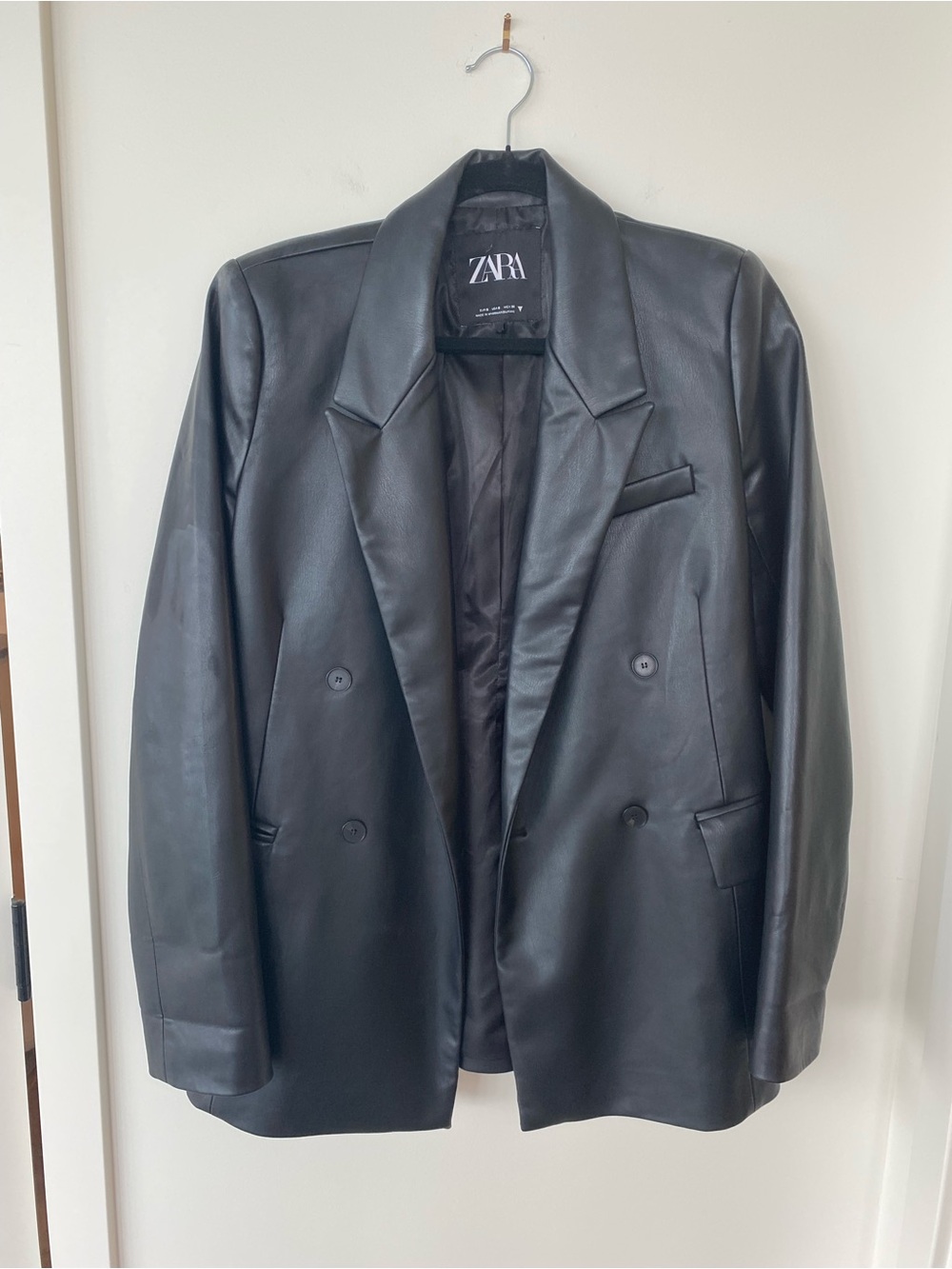 Women’s Zara Black Faux Leather Blazer